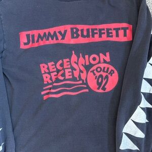 Vintage 1992 Jimmy Buffett Recession Tour Long Sleeve Shark Graphic Tee Large
